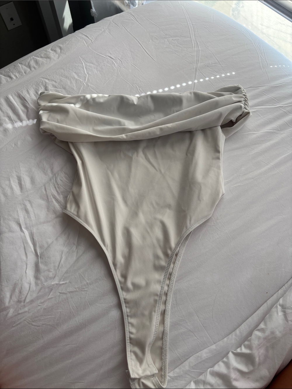 Off-Shoulder Cream One-Piece body suit